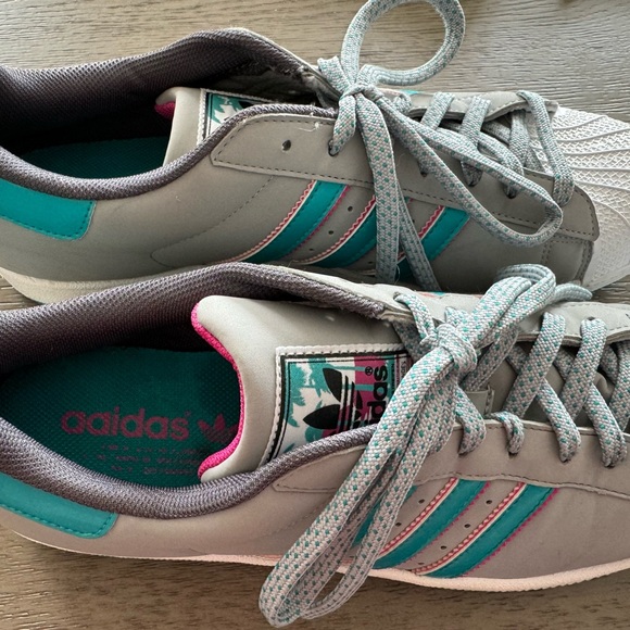 NEW Adidas Superstar Clam Shell Toe Gray Teal Pink Sz 11 D74369 2013 NWOB - Picture 2 of 10